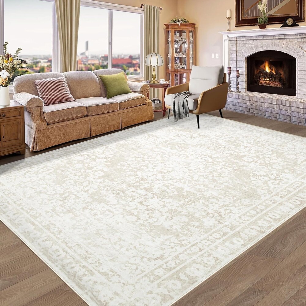 Aoyaomi Vintage Living Room Area Rug - 3 x 5 Foot Machine Washable Boho Area Rug